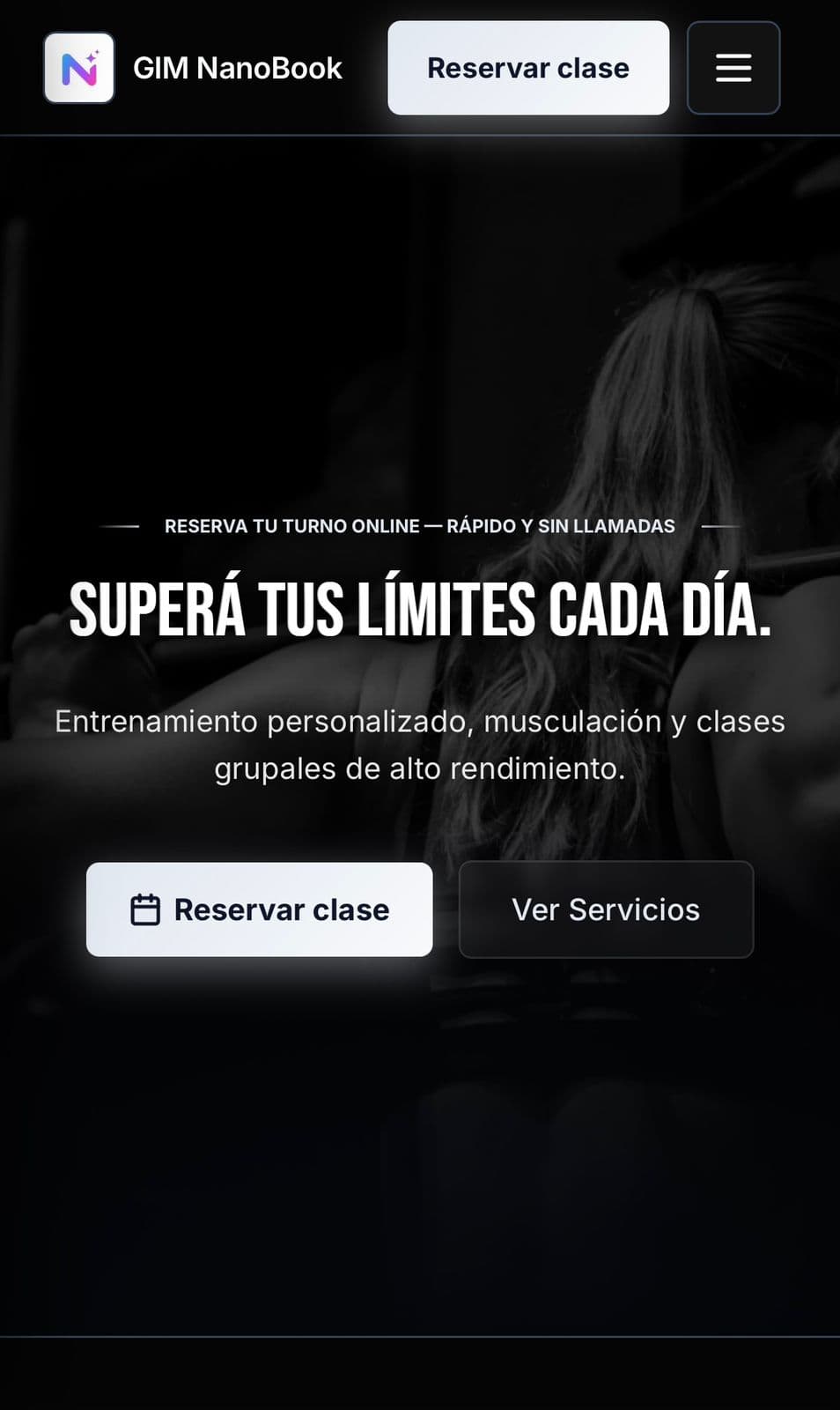 Página web de Gimnasio en NanoBook
