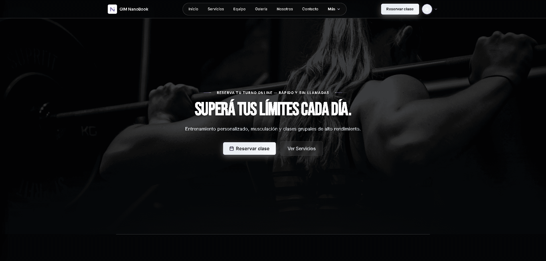 Página web de Gimnasio en NanoBook