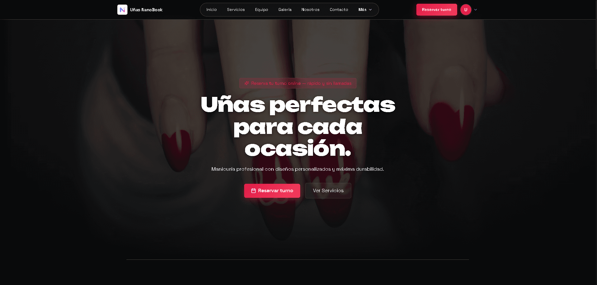 Página web de Salón de Uñas en NanoBook